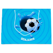 サッカーパーソナライズされたボール大抱き枕 ラージペーパーバッグ (正面)