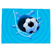 サッカーパーソナライズされたボール大抱き枕 ラージペーパーバッグ (裏面)