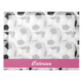 サッカーパーソナライズされたボール柄ピンク ノートパッド (正面)