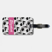 サッカーパーソナライズされたボール柄ピンク ラゲッジタグ (裏面横)