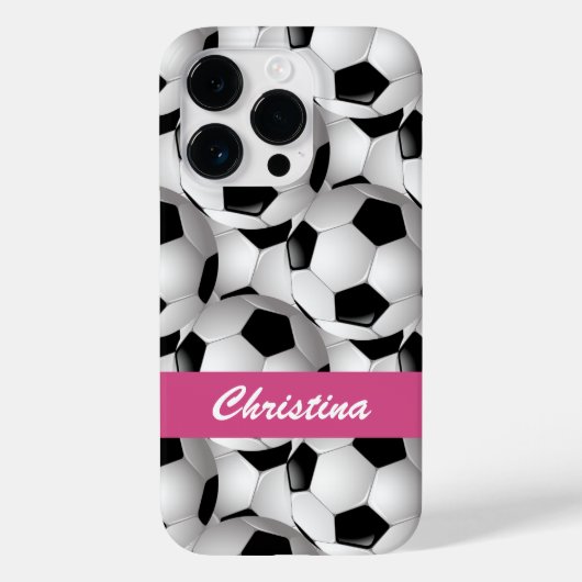 サッカーパーソナライズされたボール柄ピンク Case-Mate iPhoneケース (裏面)