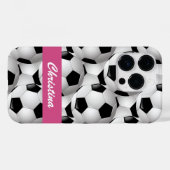 サッカーパーソナライズされたボール柄ピンク Case-Mate iPhoneケース (裏面 (横))
