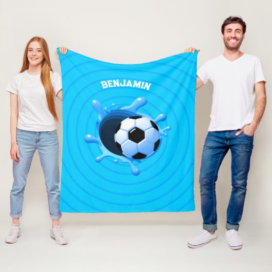 サッカーパーソナライズされたボール毛布 フリースブランケット (インサイチュ)