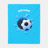 サッカーパーソナライズされたボール毛布 フリースブランケット (正面)
