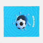 サッカーパーソナライズされたボール毛布 フリースブランケット (正面(横))