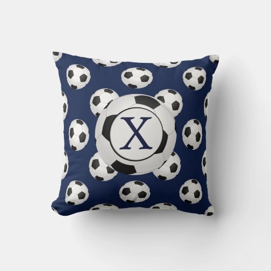 サッカーパーソナライズされたボール競技モノグラム クッション (正面)
