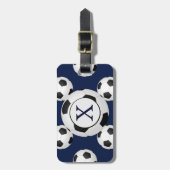 サッカーパーソナライズされたボール競技モノグラム ラゲッジタグ (正面縦)