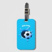 サッカーパーソナライズされたボール荷物タグ ラゲッジタグ (正面縦)