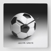 サッカーパーソナライズされたボール角壁時計 スクエア壁時計 (正面)