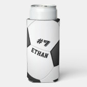 サッカーパーソナライズされたボール スリム缶クーラー (Seltzer裏面)