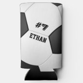 サッカーパーソナライズされたボール スリム缶クーラー (裏面)