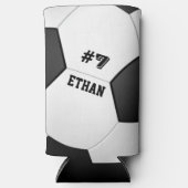 サッカーパーソナライズされたボール スリム缶クーラー (正面)