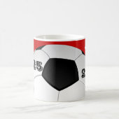 サッカーパーソナライズされたマグの名前、番号、チームカラー コーヒーマグカップ (中央)