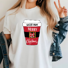 サッカーパーソナライズされたママのクリスマスコーヒーTシャツ Tシャツ