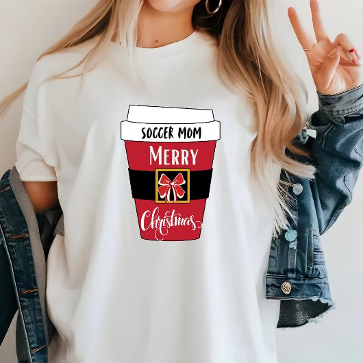 サッカーパーソナライズされたママのクリスマスコーヒーTシャツ Tシャツ