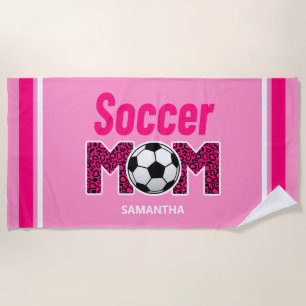 サッカーパーソナライズされたママ名前をカスタムする ビーチタオル