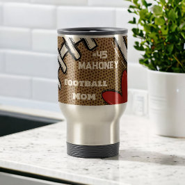 サッカーパーソナライズされたママ番号姓ギフト トラベルマグ