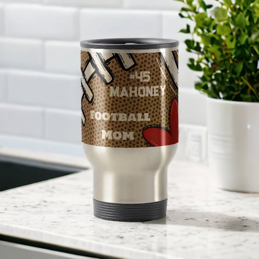 サッカーパーソナライズされたママ番号姓ギフト トラベルマグ
