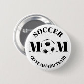 サッカーパーソナライズされたママ追加チームボタン 缶バッジ (正面&裏面)