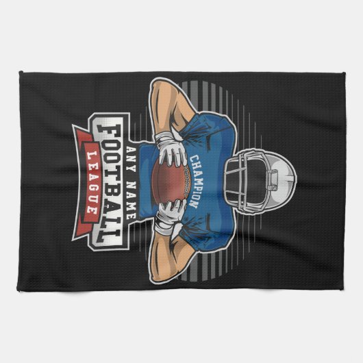 サッカーパーソナライズされたリーグの選手チームのチャンプ キッチンタオル (横)