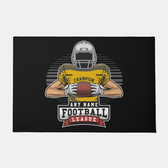 サッカーパーソナライズされたリーグの選手チームのチャンプ ドアマット (正面)