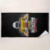 サッカーパーソナライズされたリーグの選手チームのチャンプ ビーチタオル (正面)