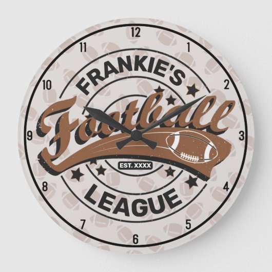サッカーパーソナライズされたリーグプレーヤーゲーム ラージ壁時計 (正面)