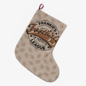 サッカーパーソナライズされたリーグプレーヤーチーム ラージクリスマスストッキング (正面 (吊り時))