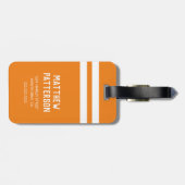 サッカーパーソナライズされた不機嫌 |サッカーのオレンジ旅行 ラゲッジタグ (裏面横)