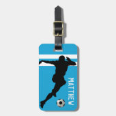 サッカーパーソナライズされた不機嫌 |サッカーのブルートラベル ラゲッジタグ (正面縦)