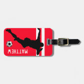 サッカーパーソナライズされた不機嫌 |サッカーの赤い旅行 ラゲッジタグ (正面横)