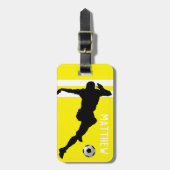 サッカーパーソナライズされた不機嫌 |サッカーの黄色の旅行 ラゲッジタグ (正面縦)