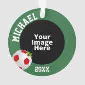 サッカーパーソナライズされた写真クリスマス オーナメント (裏面)