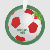 サッカーパーソナライズされた写真クリスマス オーナメント (正面)
