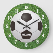 サッカーパーソナライズされた名 ラージ壁時計 (正面)