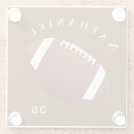 サッカーパーソナライズされた愛好家の写真と文字 ガラスコースター (裏面)