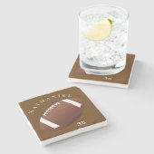 サッカーパーソナライズされた愛好家の写真と文字 ストーンコースター (横)