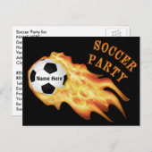 サッカーパーソナライズされた招待状、あなたのテキスト、色 インビテーションポストカード (正面/裏面)