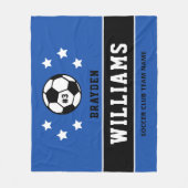 サッカーパーソナライズされた王室のの選手の名前（青） フリースブランケット (正面)