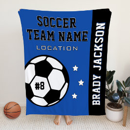 サッカーパーソナライズされた王室のの選手の名前（青） フリースブランケット