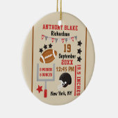 サッカーパーソナライズされた男の赤ちゃん誕生統計の写真 セラミックオーナメント (右)