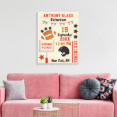 サッカーパーソナライズされた男の赤ちゃん誕生統計レコード キャンバスプリント (インサイチュ (リビング))