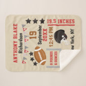 サッカーパーソナライズされた男の赤ちゃん誕生統計レコード シェルパブランケット (正面(横))