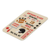 サッカーパーソナライズされた男の赤ちゃん誕生統計レコード マグネット (左側)