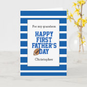 サッカーパーソナライズされた第1父の日の孫 カード (黄色い花)