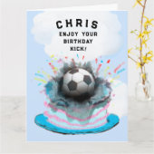 サッカーパーソナライズされた誕生日カード カード (黄色い花)