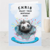サッカーパーソナライズされた誕生日カード カード (正面)