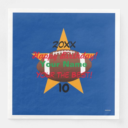 サッカーパーソナライズされた誕生日ペーパーナプキンHAMbWG (正面)