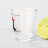 サッカーパーソナライズされた赤と白ジャージー ショットグラス (右)