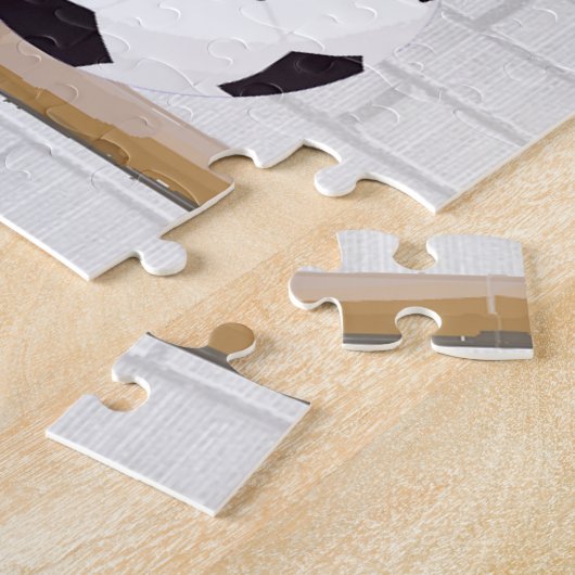 サッカーパーソナライズされた赤と白ジャージー ジグソーパズル (側面)